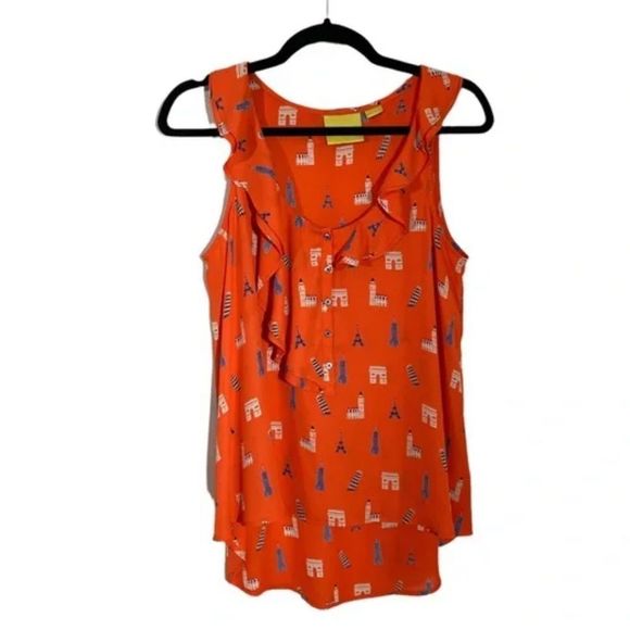 Maeve Orange Ruffle Top - Picture 2 of 6